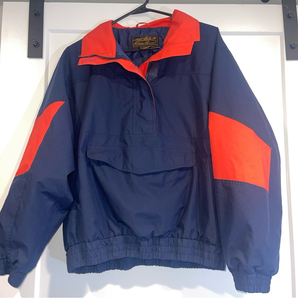 Vintage Eddie Bauer Jacket Gore Tex Blue Windbreaker Pullover Women Size Medium